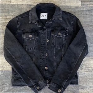 ZARA dark grey distressed jean jacket